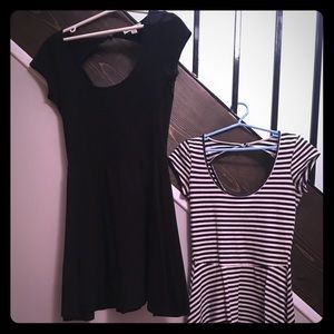 Black fit and flare dress with keyhole back